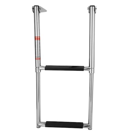 2-trins bådstige, sammenklappelig teleskopisk rustfrit stål til ponton, marinebåd, øvre platform