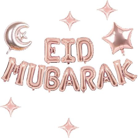 Eid Mubarak Dekoration Rosegold Ballonger Ramadan Star Moon Balloon Eid Al-Fitr Ballong,