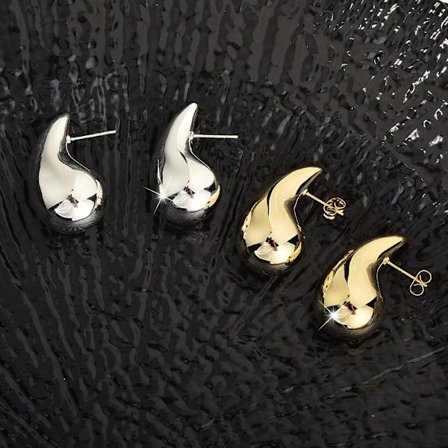 (1 par i silver, 1 par i guld) Dam 18K guld tårformade örhängen, dam tårformade örhängen, vattendroppe örhängen, dam Chu