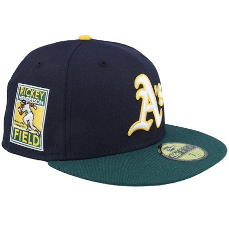 New Era - Azul fitted Gorra - Hatstore Exclusive x Oakland Athletics Rickey Henderson 59FIFTY Navy/Dark Green Fitted @ Hatstore