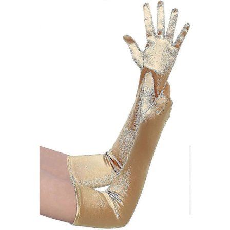Långa Opera Party 20-tals Satinhandskar Stretchig Vuxenstorlek Armbågslång Slät 55 cm guld1