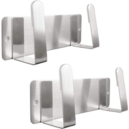 (Sølv, 2 pak) Grydelågsholder, 304 rustfrit stål pandelågsorganiseringsstativ vægmonteret, selvklæbende