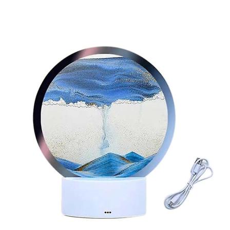 Led Rgb Sandscape Lamp Moving Sand Art Nattljus med 7 färger Timglasljus 3d Display Decorat