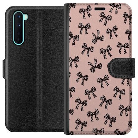 Yhteensopiva Lompakkokotelo OnePlus Nord Rosetteri leopardiprintti rusettien vaaleanpunainen tausta muotitärkeilijä söpö kuosi retrotyyli sisustus tap