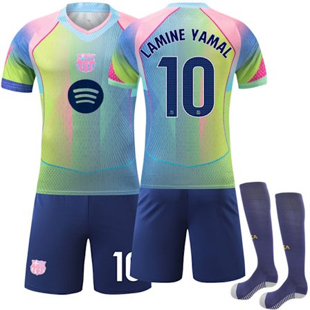 Hot 2025 25-26 FC Barcelona Grønn Special Edition NO.10 LAMINE YAMAL Drakter Barn Voksen Fotballdraktsett Med Sokker NO.10 NO.10 18