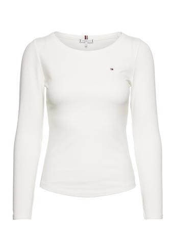 Slim 5X2 Rib O-Nk Ls Pullover Hvit Tommy Hilfiger*Betinget Tilbud