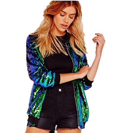 Dam Sparkle Paljetter Jacka Casual Jacka