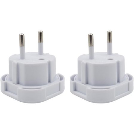 EU-matkasovitin | 3-nastainen eurooppalaiseen 2-nastaiseen tyypin C, E, F pistorasiaan, Espanja, Ranska, Italia, Ruotsi, (2 kpl)