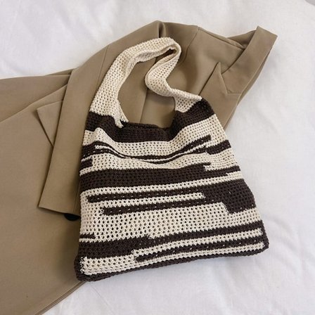 Strikket Taske Skuldertaske KAFFE