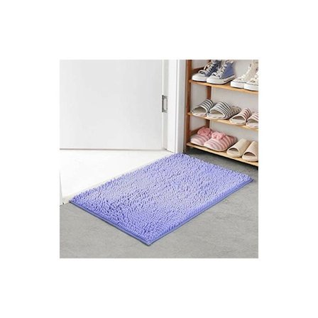 Chenille Mikrofiber Shaggy Bademåtte Blød og Komfortabel Super Absorberende Vandafvisende Skridsikker Tyk Badeværelsesmåtte (60x40cm, Søblå)