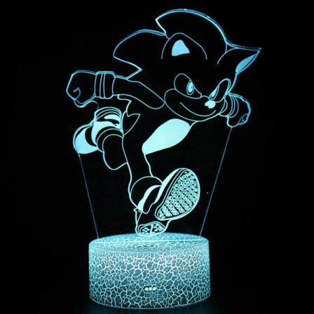 3d Sonic Night Light Led Illusion 7color Change Decor Bordslampa
