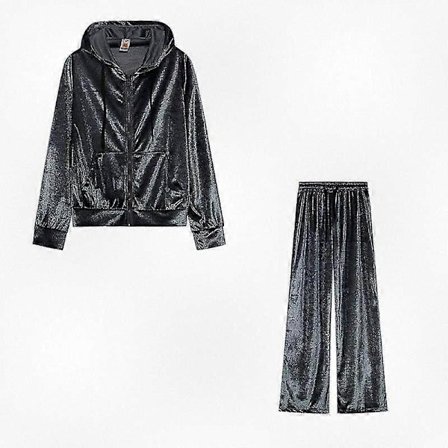 Dam Velour Träningsdräkt Tvådelad Set Casual Lounge Wear Mjuk Bekväm Outfit Stilfull Presentidé