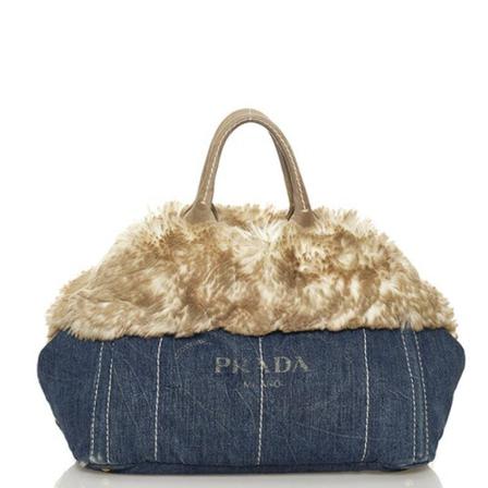 Prada Vintage, Pre-owned Denim Tote Blauw, Dames, Maat:ONE Size