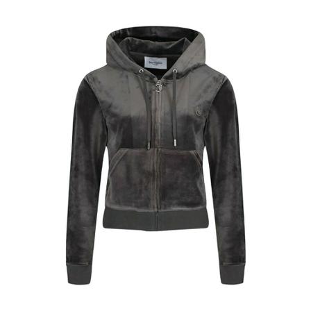 Juicy Couture Classic Velour Robertson Hoodie , Grijs , Dames , Maat: S