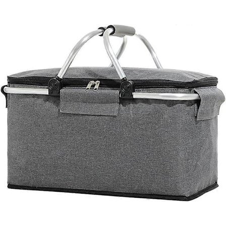 Stor Isoleret Picnic Kurv Sammenfoldelig (Grå)