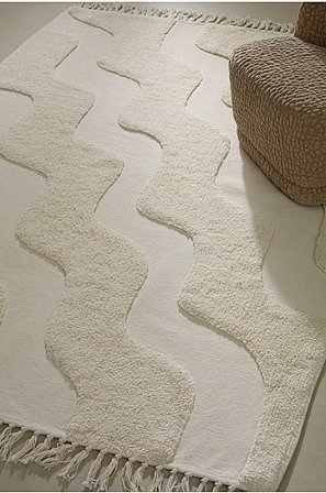 Jotex - Bomullsteppe Økologisk 130x190 Cm Bomull Naturhvit WAVING - Kjøp Bomulls- & filleryer hos Jotex