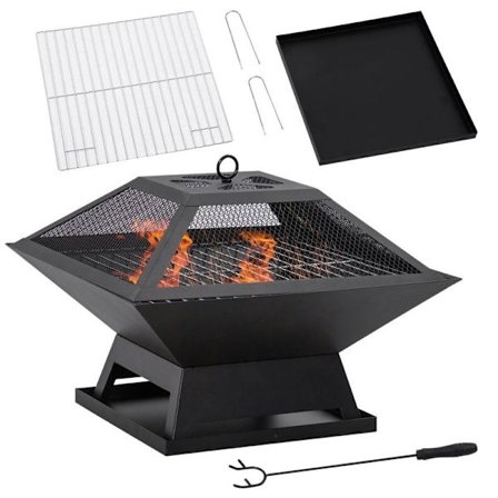 Rootz Fire Pit - Fire Bowl - Palokori - Tulipöytä - Pyöreä tulikuoppa - Puutarhatelttailua varten - Grillausmahdollisuus - Pokerikipinäsuojalla - Terä