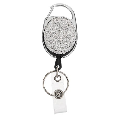 Professionell infällbar ID-korthållare Badge Clip Rhinestone Key Chain Ring