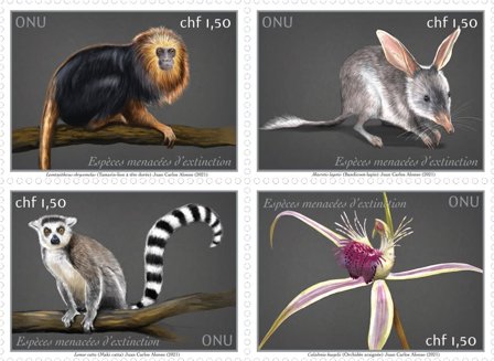 FN Geneve - Truede dyr - Postfrisk sæt 4v