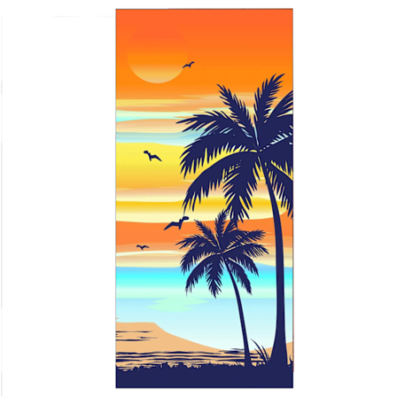 Orange Kokospalme Mønster Strandhåndklæde (70X140 cm), Oversized Hurtigtørrende Absorberende Sandfrit, Letvægtshåndklæder til Rejser Svømmebassin 