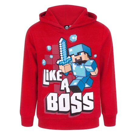 Minecraft Boys Like A Boss Hoodie 5-6 år Röd/Blå/Vit