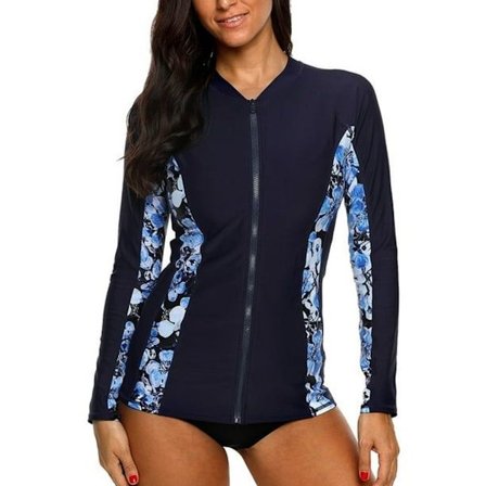 Charmo Dame Rash Guard Langærmet Zip Front Rash Guard Top