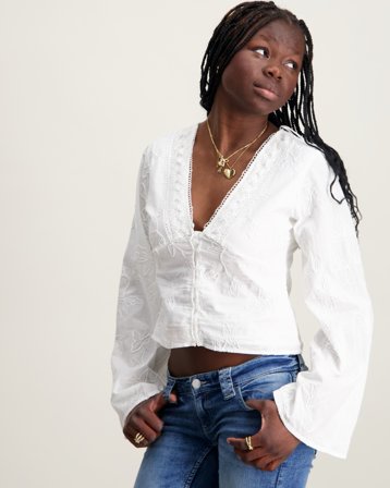 Gina Tricot Young 14+ 14+ lace blouse Hvit Topper/Bluser Jente - Kids Brand Store