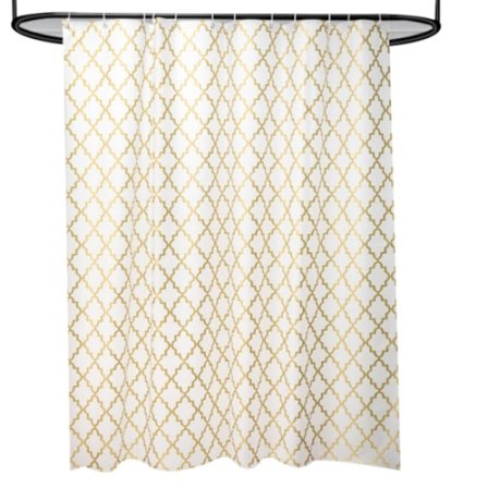 1 tygduschdraperi med öljetter och krokar, guld, 120 x 180 cm