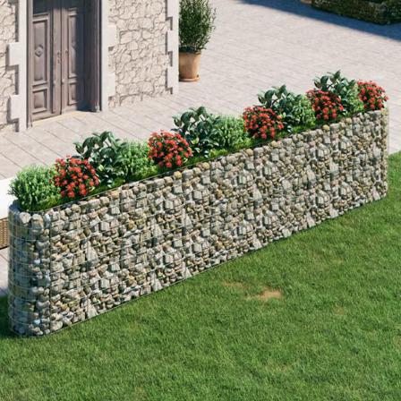 Vidaxl Planteringsgabion Galvaniserat Järn 470x50x100 Cm Silver