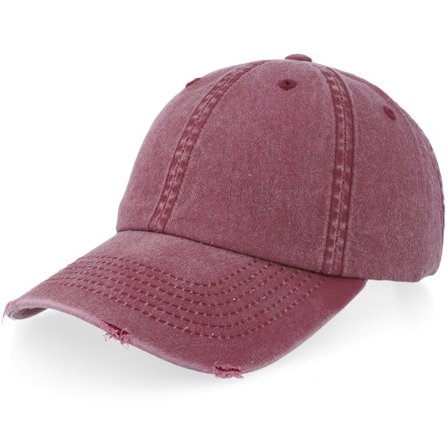 Equip - Rød unconstructed Caps - Maroon Pigment Washed Dad Cap @ Hatstore