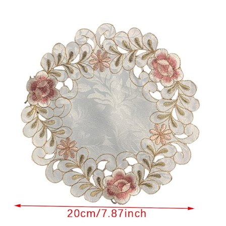 Rose Flower Brodery Placestable Rund Cup Bord Place Matt Pad C