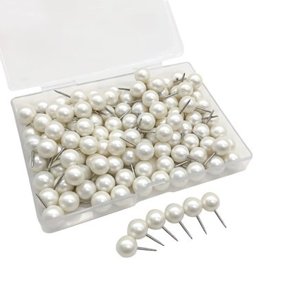 100 stk perlepinner, dekorative trykknapper runde korte perlehue