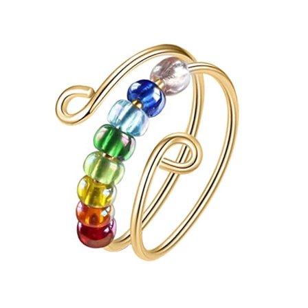 Til Min Datter Fidget Ring, Driv Din Angst Væk Regnbue Perler Fidget Ring, Angst Ringe til Kvinder Spinner (LGL)