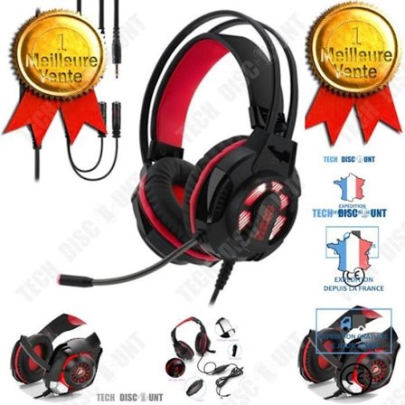 Gaming Headset - TD - Röd - Inbyggd mikrofon - Ljus LED - Optimal komfort