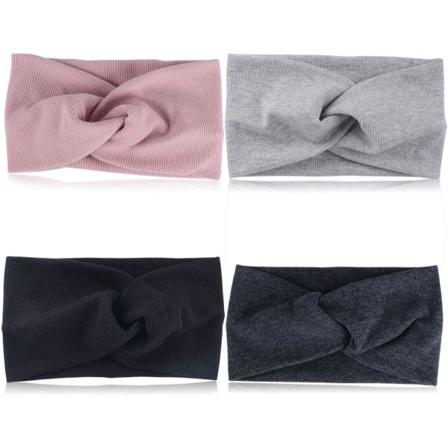 4st Kvinnor Pannband Bomull Cross Hårband Elastisk Knot Bred, ZQKLA