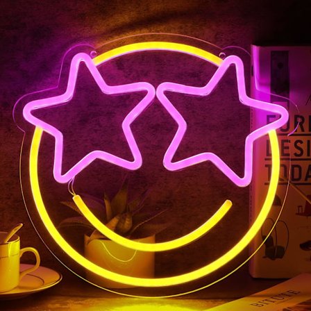 Smile Face Neonskilt, Wootfairy Happy Thanksgiving Led Neonskilt for Veggdekor, Dimbar Neonlampe for Soverom, Spillrom, Barnerom, Bar Dekor