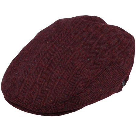 Jaxon & James - Röd flatcap Keps - Hillcrest Herringbone Burgundy/Black Flat Cap @ Hatstore