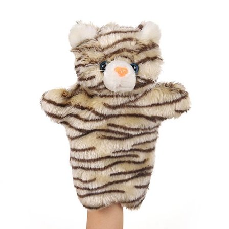 Tabby Cat Hand Puppets Kitty Gosedjur Leksaker Dockor för Im