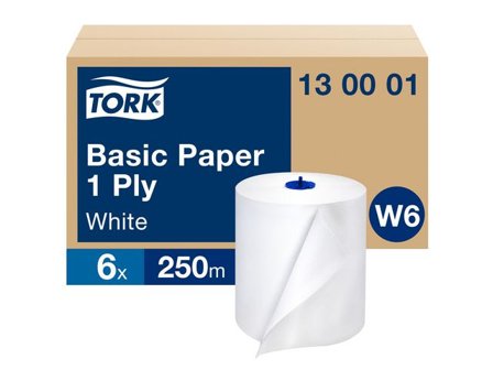 TORK Torkrulle TORK Basic W6 1-lag 250m vit - Lyreco - Städ och hygien - Toalettpapper och torkpapper - Torkrullar
