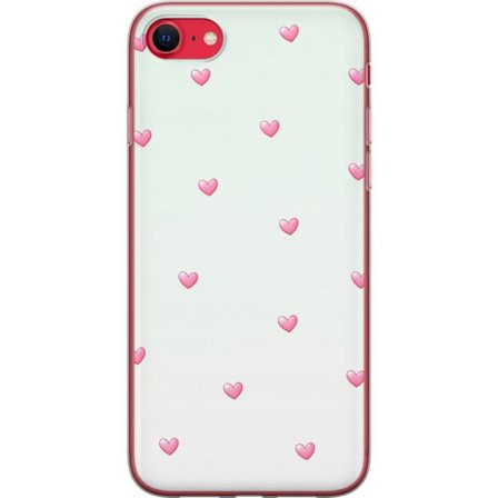 Yhteensopiva Puhelinkuori Apple Apple iPhone 7 Minimalistinen kuvio vaaleanpunaisilla sydämillä vaalealla taustalla, suloinen ja yksinkertainen muot