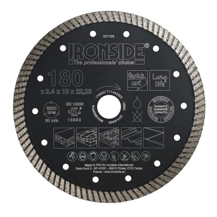 Ironside 201189 Kappeskive 180 x 22,23 x 2,4 x 10 mm, Maskintilbehør & forbruk