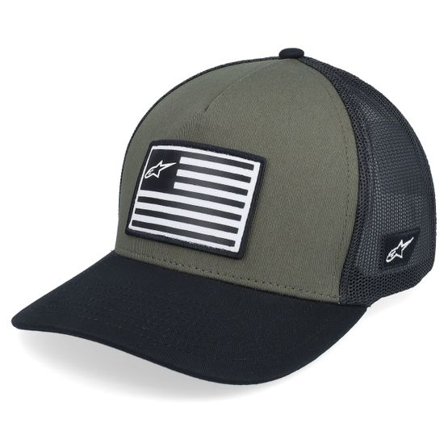 Alpinestars - Grön trucker Keps - Flag Snapback Hat Military/Black Trucker @ Hatstore