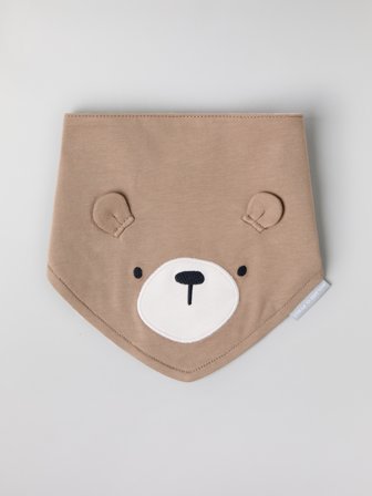 Polarn O. Pyret - Dribble bib with bear print - Onesize - Childrenswear - beige