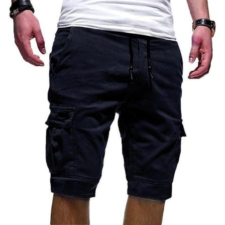 Enfärgade Arbetskläder För Män Halvbyxor Med Dragsko Navy Blue Xl