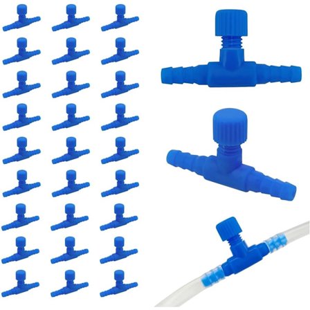 30x T-formet luftventil - Flowventil - Luftventiler - Akvarium luftslangekoblinger - 3-veis T-kobling og luftventil - Egnet for luftslange - For luft