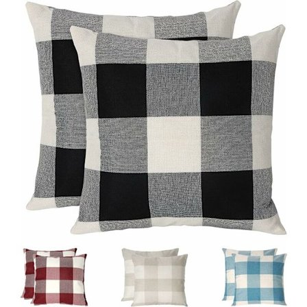 Ruutukuvioiset tyynynpäälliset, 2 kappaleen setti rypistymätöntä ja hengittävää pellavapäällystettä, ruutukuvioinen tyynyliina, koristeelliset 