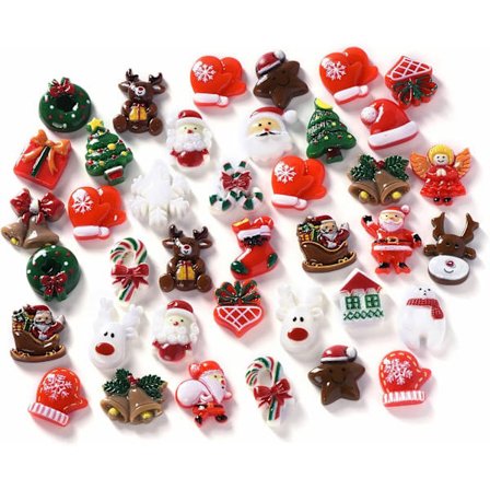 50 stk. Miniatur Resin Figurer Julemand, Træ, Snemand, Juleobjekter, Lille Pyntedekoration til