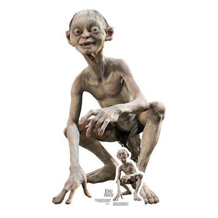 Gollum Taru Sormusten Herrasta -elokuvasta, elämänkokoinen pahvikuva / seisontateline (LGL)
