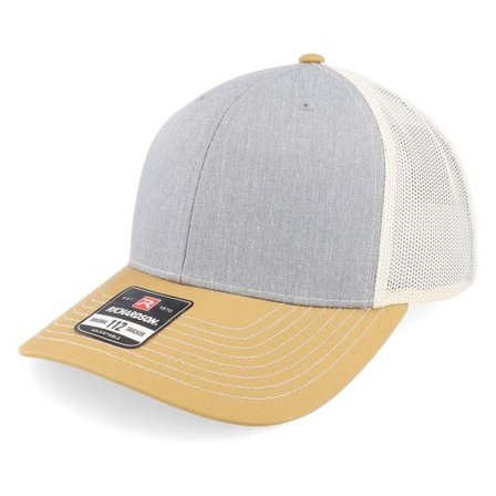 Richardson - Grå trucker Keps - 112 Tri Heather Grey/Birch/Amber Gold Trucker @ Hatstore