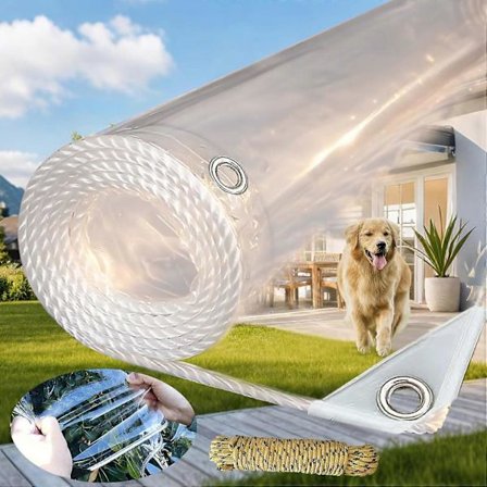 Läpinäkyvä vedenpitävä pressu, repeytymätön, lumitiivis ja tuulenpitävä läpinäkyvä muovipressu, sopii talvipuutarhoihin ja patioille.